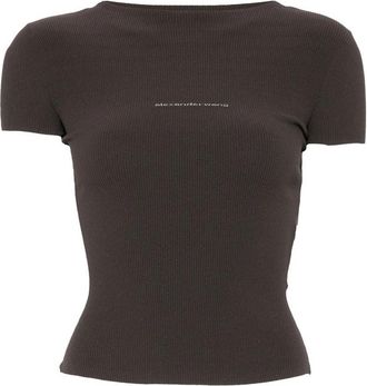 Alexander Wang Ribbed-knit Logo-print T-shirt
