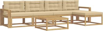 vidaXL Conjunto De Sof&aacute;s De Exterior 6 Uds. Y Beige Poli&eacute;ster Vidaxl