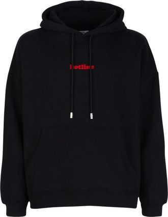 GCDS Hotline Embroidered Hoodie - Heren - Hoodies - Zwart - XL - Katoen - Hoodies & sweatvesten