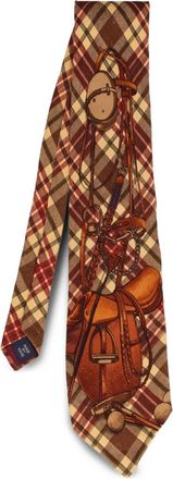 Polo Ralph Lauren pre-owned equestrian-print plaid tie - men - Silk - One Size - Brown