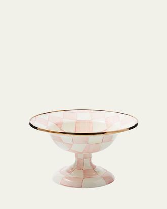 MacKenzie-Childs Rosy Check Enamel Compote Bowl, Small