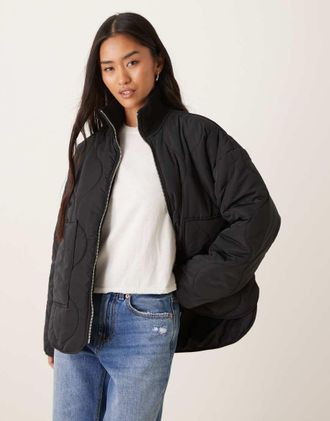 Jack & Jones Serena - Giacca trapuntata accollata nera-Nero