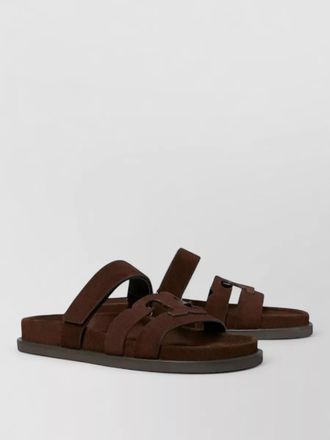 Tory Burch slide sandals calf suede crisscross straps