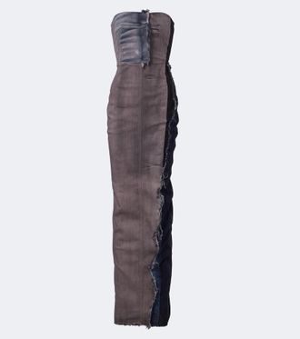 Rick Owens Abito bustier di jeans con spacco
