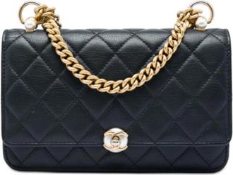 Chanel Pre-owned Vintage Quilted Flap Crossbody Bag - Dames - Vintage Schoudertas - Zwart - ONE Size - Leer - Vintage