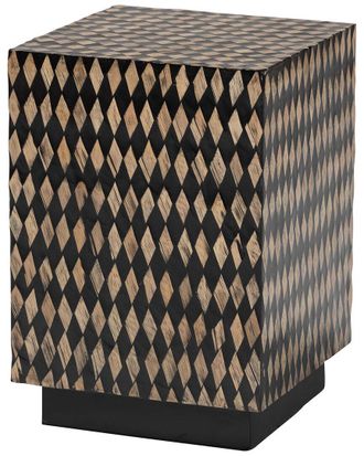 Baxton Studio Paulo Decorative End Table With Bamboo Diamond Pattern, Square