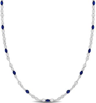Delmar Sterling Silver Blue Enamel Station Chain Necklace at Nordstrom Rack
