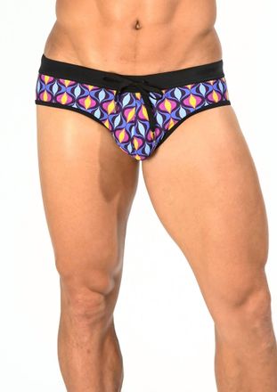 Steele Freestyle Swim Brief In Blue Purple Flame