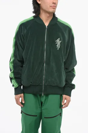 Amiri Felpa Track in Velour RAIN FOREST con Bande Laterali Tape Amiri