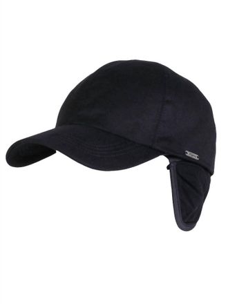 Wigens Mens Loro Piana storm System Baseball Classic Cap With Earflaps In Black