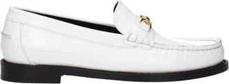 Versace White Leather Slip-On Loafers with Front Detail