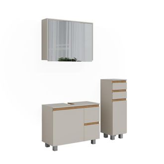 Vicco Conjunto De Muebles De Ba&ntilde;o De 3 Piezas J-shape, Cachemira/artesanal, 3 Partes, Vicco