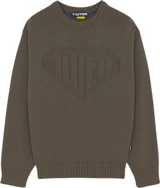 Iuter Links Logo Knit Sweater - Heren - Ronde hals truien - Bruin - XL - Truien & Vesten