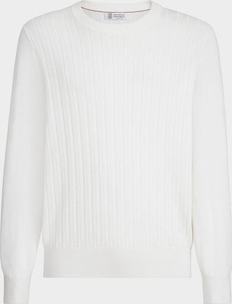 Brunello Cucinelli Mens Cotton Rib Crewneck Sweater