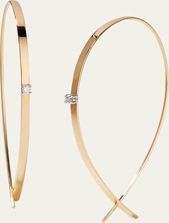 Lana Jewelry 14K Gold Small Flat Diamond Hoop Earrings