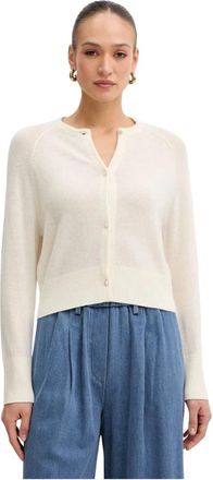 Forte_Forte Cashmere Cardigan - Dames - Vesten - Beige - M - Wol - Truien & Vesten