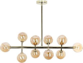 Beliani Lámpara de techo de metal dorado 68 cm cristal colgante 10 luces Ramis