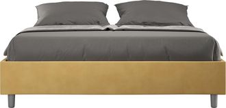 ITYhome Letto Matrimoniale Rivestito In Microfibra - Azelia - Tipologia Letto: Con Rete E Contenitore - Dimensione Rete: 160x210 - Colore: Ocra