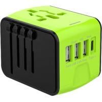 OEM Adaptador De Viaje Internacional Universal Crezuo Con 3 Puertos Usb Y 1 Puerto Tipo C, 1500 W, Enchufe Franc&eacute;s Para Ee. Uu., Canad&aacute;, Reino Unido, Ue, 