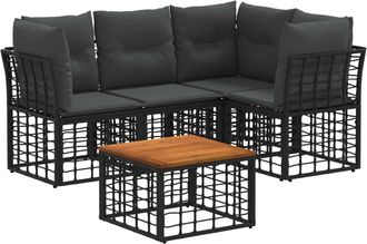 vidaXL Conjunto De Sof&aacute;s De Exterior 5 Uds. Negro Y Gris Oscuro Vidaxl