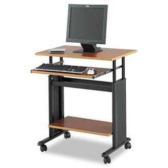 Safco Muv 28 Adjustable-Height Desk, 29.5 x 22 x 29 to 34, Cherry/Black