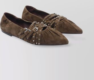 Ash buckled pointed toe ballerina shoes