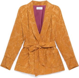 Maliparmi Damask Jacquard Blazer - Dames - Blazers - Geel - XL - Rayon - Jassen
