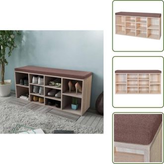vidaXL The Living Store Panchina con Scarpiera con 10 Scomparti Colore Rovere - Scarpiera con 10 scomparti