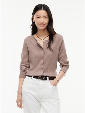 Tommy Hilfiger Womens Pointelle Cardigan T-Shirt - Beige - XXL