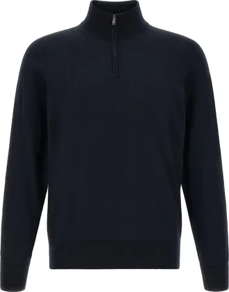 HUGO BOSS Blue Virgin Wool Mens Cardigan