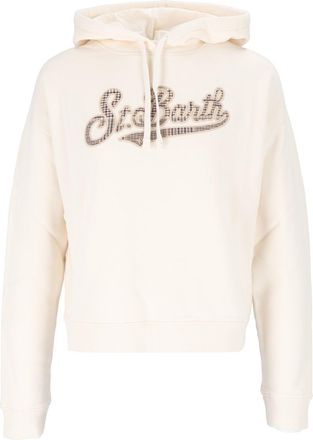 MC2 Saint Barth Mindy Tartan Embroidered Logo Cropped Hoodie