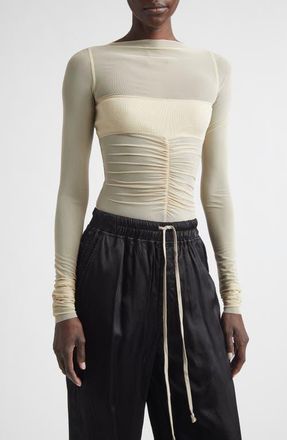 Rick Owens Temple Bandeau Tulle Top in Sand at Nordstrom, Size 10 Us