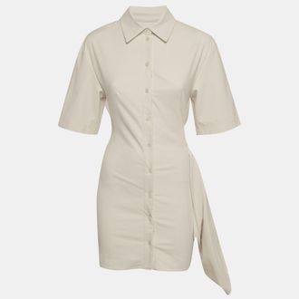 Jacquemus Cream Twill La Robe Camisa Mini Shirt Dress