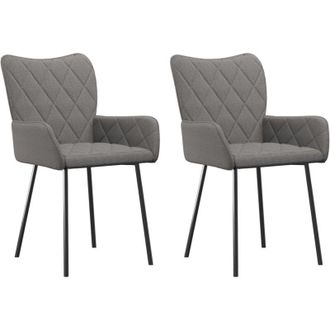 vidaXL Vidaxl - Sillas De Comedor Giratorias 2 Unidades Tela Gris Claro