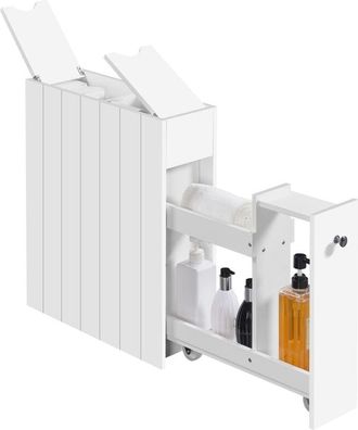 Yaheetech Yaheetech - Mobile da Bagno Salvaspazio Alto e Stretto Carrellino Salvaspazio Mensola Nicchia con Ruote Organizzatore Mobiletto da Terra Porta Carta