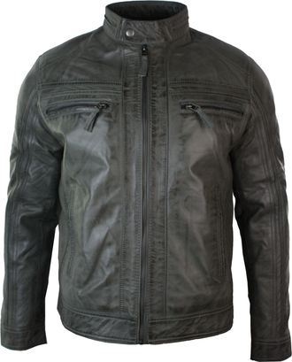 TruClothing Zipped Biker Soft Leather Jacket
