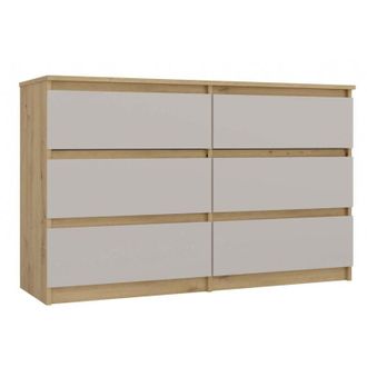 Topeshop Milan - C&oacute;moda Ancha Para Dormitorio Con 6 Cajones - 30x120x77 Cm - Mueble De Almacenamiento - Artesanal Y Cachemira