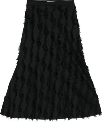 Muller Of Yoshiokubo Surge fringed maxi skirt - women - Cotton/Nylon/Rayon/Linen/Flax/Cotton - 38 - Black