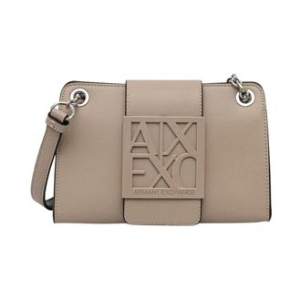 A|X Armani Exchange Small shoulder bag with shaped logo - female - Armani Exchange - Shoulder Bags - Beige - ONE SIZE - Bags