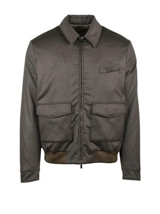 LUIGI BORRELLI NAPOLI Brown Cashmere Aviator Jacket