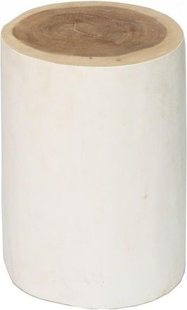 Bazar Bizar Taburete de madera de suar marr&oacute;n y blanco 30x30x40cm