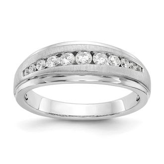 Diamond2Deal 14k White Gold Lab Grown Diamond Wedding Band Ring 0.37Ct Clarity- VS Color- D-E