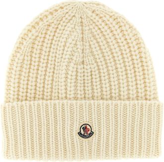 Moncler Wool And Cashmere Beanie Cappelli Bianco-Donna