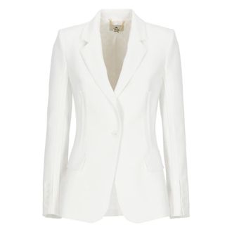 Elisabetta Franchi Blazers, female, Beige, Size: XL Double Crepe Blazer