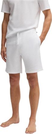 HUGO BOSS Witte Wafel Pyjamashorts - Heren - Korte Broeken - Wit - XL - Katoen - Korte Broeken