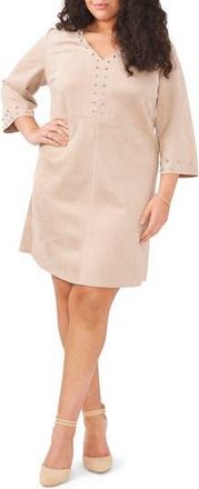 Vince Camuto Studded Split Neck Shift Dress in Latte at Nordstrom Rack, Size 1X