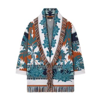 Alanui Cardigans, female, Multicolor, Size: S Fringed Open-Front Cardigan