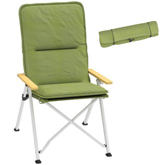 OUTSUNNY Padded Camp Chair Outdoor High Back Folding Recliner with Bag Green | TJ Hughes