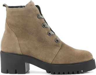 Waldl&auml;ufer Suede Enkellaarsjes - Dames - Veterlaarzen - Beige - 41 EU - Su&egrave;de - Schoenen