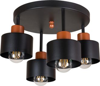 OEM L&aacute;mpara De Techo Negra, Metal Industrial, 4xe27, Iluminaci&oacute;n Led Moderna Para Sal&oacute;n, Cocina, Dormitorio, Habitaci&oacute;n Infantil, Loft